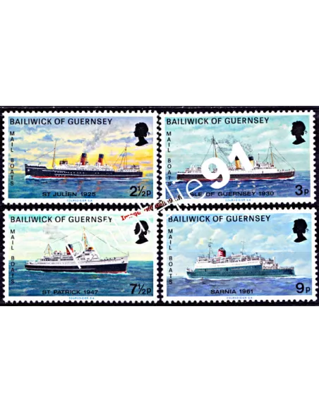 Timbres de GUERNESEY n° 70 à 73, Paquebots, timbres Europe