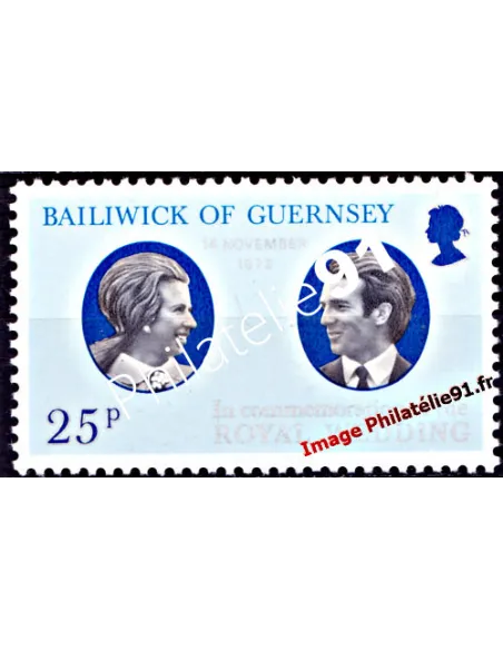 timbre de GUERNESEY n° 83 - Mariage de la Princesse Anne