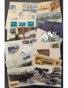 TOUS PAYS - Lot 14 documents - Bateaux, Timbres Monde
