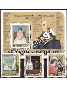 ANTIGUA, n° 661 à 663 + BF n° 62, collection timbres thématiques