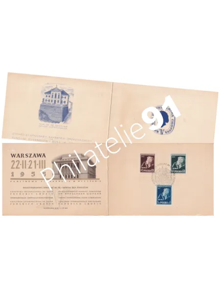 POLOGNE - encart philatélique oblitéré, frédéric Chopin Timbres Europe