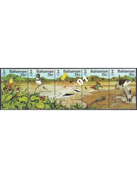 Bahamas, n° 563A à 563E, Bande, collection timbres thématiques