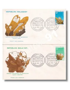 MADAGASCAR - Enveloppe 1er jour oblitéré Mineraux, Timbres Monde