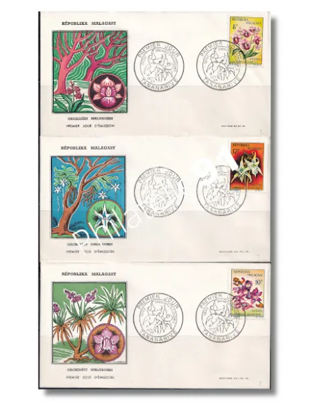 MADAGASCAR - n° 385 à 387 sur enveloppe 1er Jour, Timbres Monde