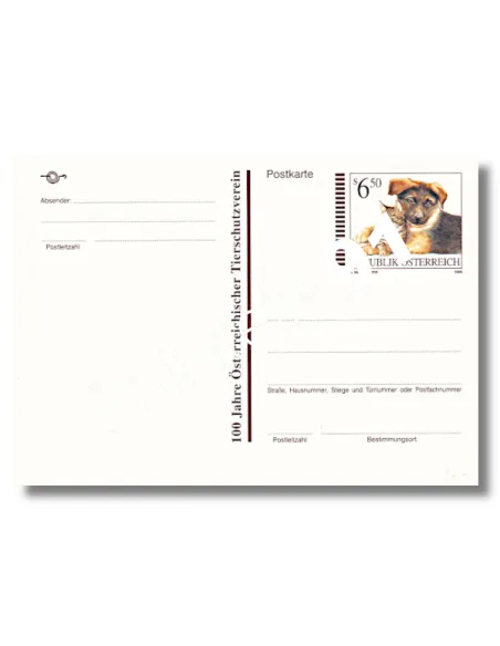 AUTRICHE - 1 entier postal neuf, Chat et chien, Timbres d'Europe