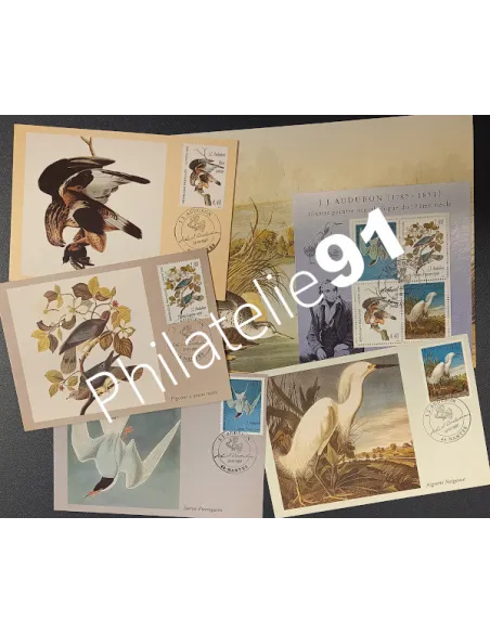 FRANCE - Lot de cartes maximum oblitérées - Audubon, Timbres France