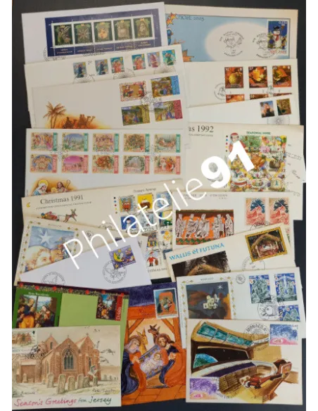 TOUS PAYS - Lot 18 documents différents - Noel, Timbres Monde