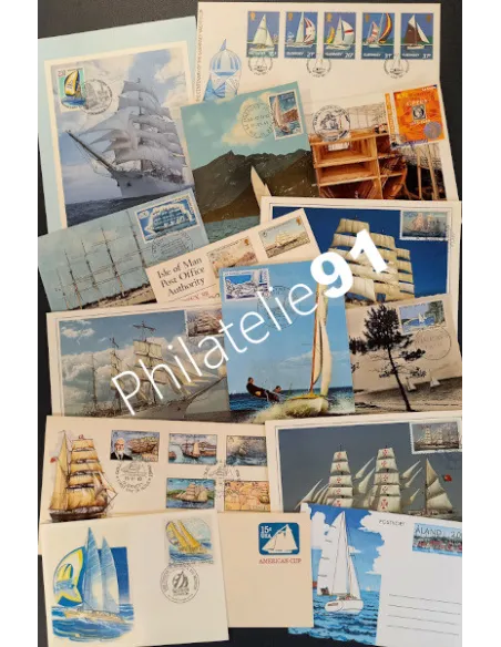 TOUS PAYS - Lot 15 documents - Bateaux à voiles, Timbres Monde