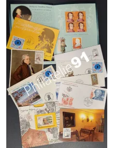 TOUS PAYS - Lot 10 documents - Mozart, Timbres Monde
