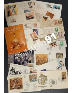 TOUS PAYS - Lot 18 documents différents - musique, Timbres Monde