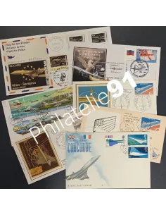 TOUS PAYS - Lot 7 enveloppes oblitérées - Concorde, Timbres Monde