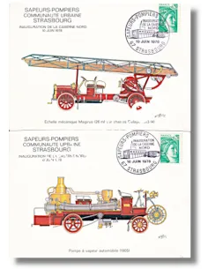 FRANCE - Carte - oblitéré - pompiers, Timbres France