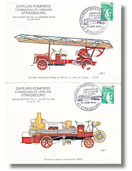 FRANCE - Carte - oblitéré - pompiers, Timbres France