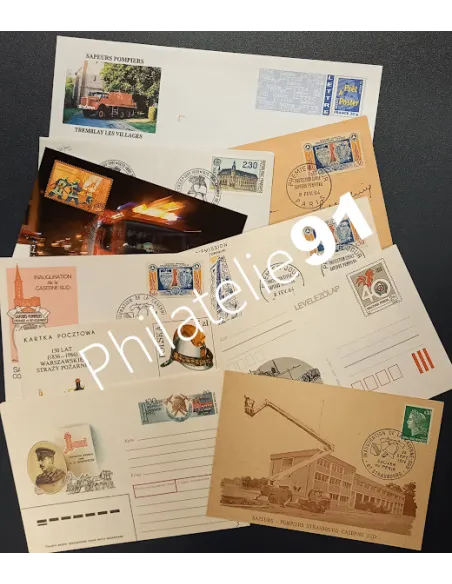 TOUS PAYS - Lot 10 documents - Pompiers, Timbres Monde