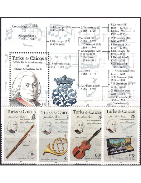 Turks et Caicos, n° 737 à 740 + BF n° 63,  timbres thématiques