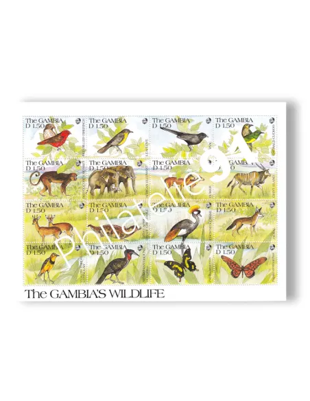 GAMBIE, n° 1149 à 1164, Feuille, collection timbres thématiques