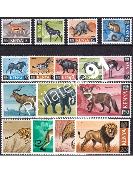 Kenya, n° 20 à 33, collection timbres thématiques