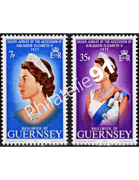 Timbres de GUERNESEY n° 140 à 141, ELIZABETH II, timbres d'europe