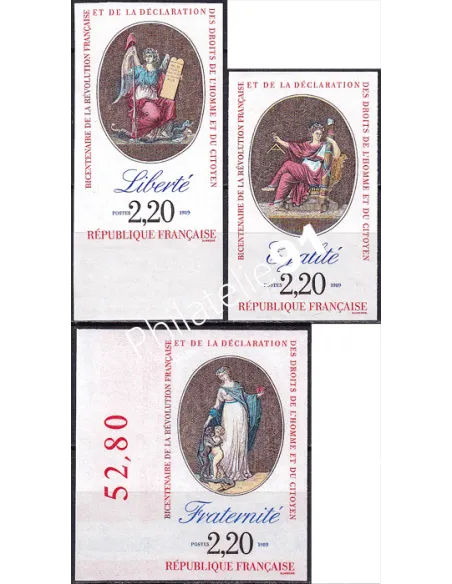 France, n° 2573 à 2575, non dentelés, timbres France