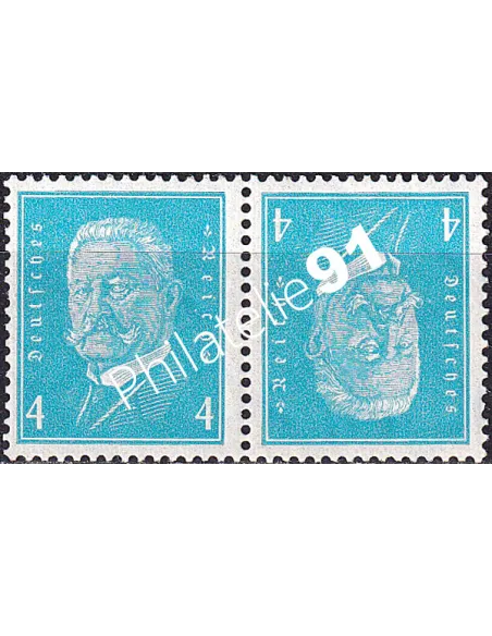 Allemagne, Weimar, n° 401Aa, paires tete-beche, timbres Europe