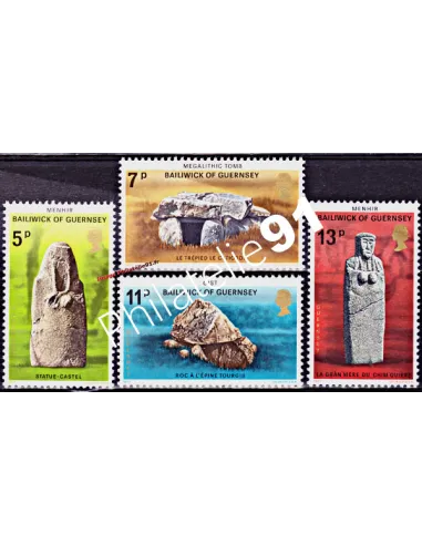 Timbres de GUERNESEY n° 144 à 147, Monuments préhistoriques, Europe