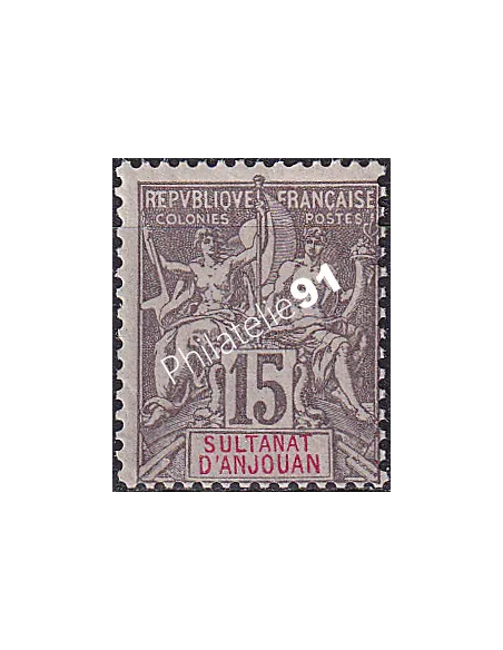 ANJOUAN, n° 15 charnière, timbres des colonies françaises