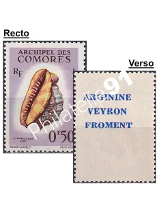 Comores, n° 19, Pub au verso, timbres des colonies françaises