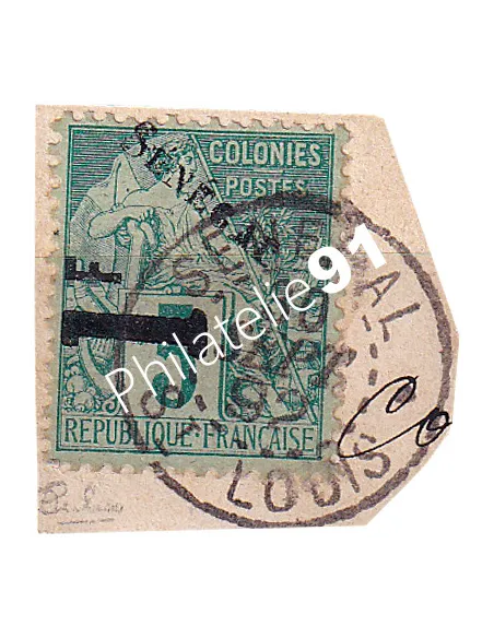 Sénégal ,n° 7 oblitéré, sur fragment, timbres Colonies Françaises