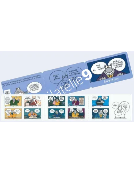 Carnet BC3825, Sourires, Le Chat, Geluck, collection timbres de France