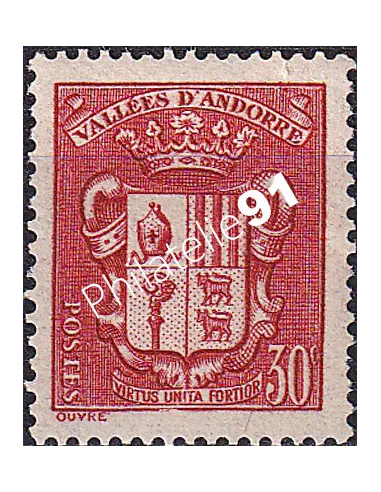 Timbre n° 54 charnière, collection timbres Andorre Français
