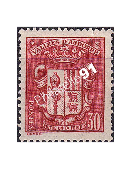 Timbre n° 54 charnière, collection timbres Andorre Français