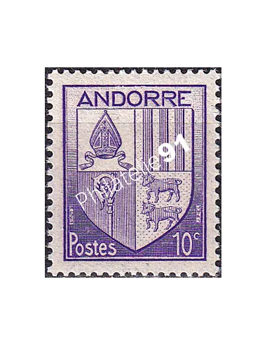 Timbre n° 93 charnière, collection timbres Andorre Français