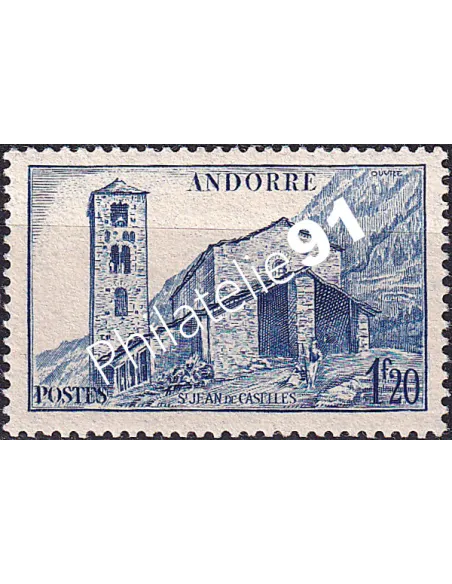 Timbre n° 101 charnière, collection timbres Andorre Français
