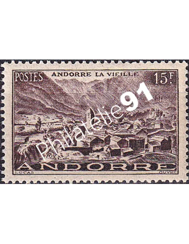 Timbre n° 132 charnière, collection timbres Andorre Français