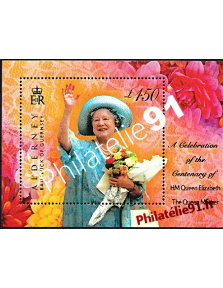 Bloc de timbres d'ALDERNEY - BF 8 - S.M. la Reine Elizabeth