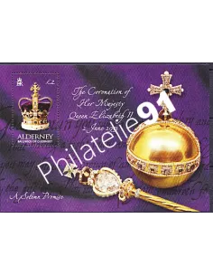 Bloc de timbres d'ALDERNEY n° 13 - Cinquantenaire du Couronnement de S.M. la Reine Elizabeth II.