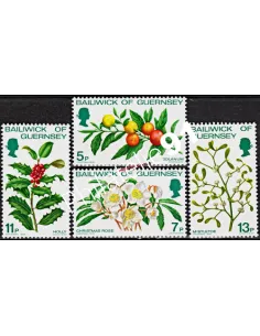 GUERNESEY - n°  164 à 167 - NOEL - Décorations florales