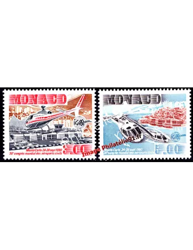 MONACO - n° 1736 - 1737 - Hélicoptères - Aéroports civils