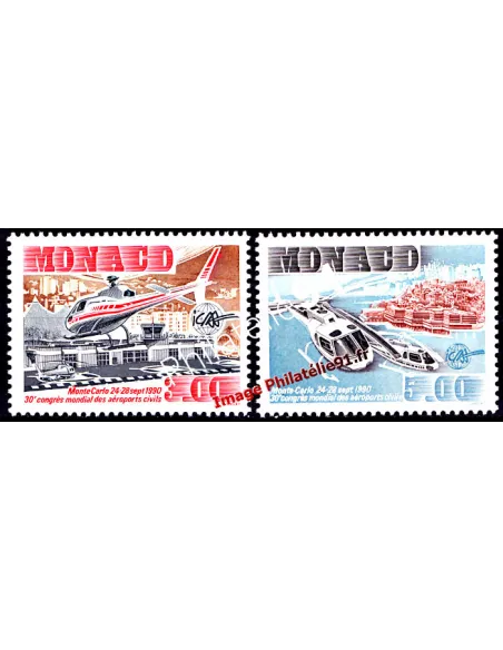 MONACO - n° 1736 - 1737 - Hélicoptères - Aéroports civils