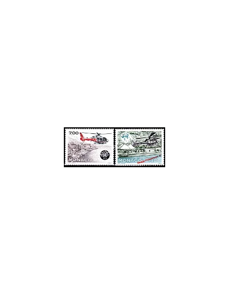 Timbre de MONACO n° 1951 - 1952 - Aviation Civile Internationale - Hélicoptères