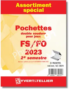 assortiment pochettes pour timbres 2023, jeux Yvert et Tellier 2023