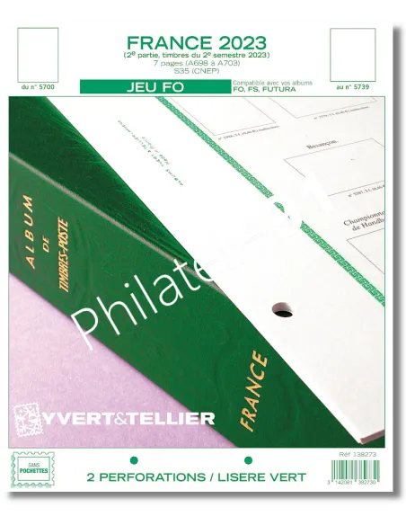 Pages FO pour les timbres 2023, Jeux 2023 Yvert et Tellier