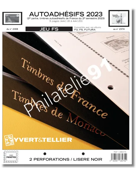 Pages FS pour les timbres adhésifs 2023, Jeux 2023 Yvert et Tellier