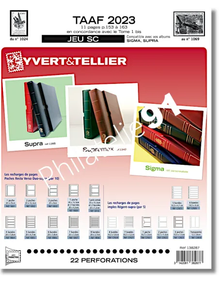 Pages SC pour les timbres 2023 des TAAF, Jeux 2023 Yvert et Tellier