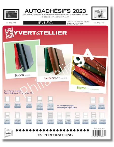 Pages SC pour les timbres 2023 de France, Jeux 2023 Yvert et Tellier