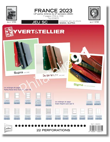 Pages SC pour les timbres 2023 de France, Jeux 2023 Yvert et Tellier