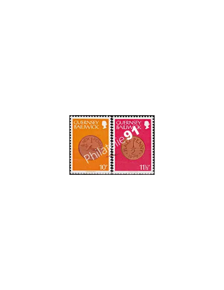 timbres de GUERNESEY n°  194 à 195, Monnaie, timbres d'Europe