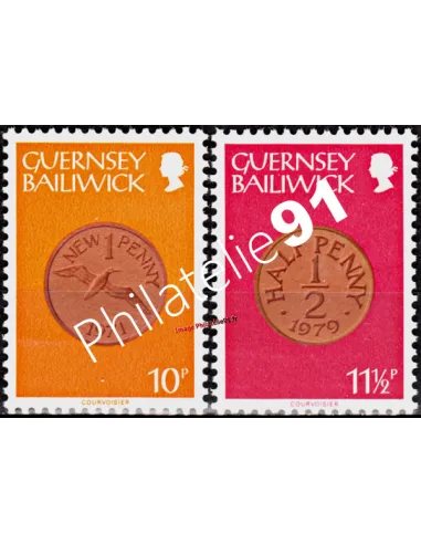 timbres de GUERNESEY n°  194 à 195, Monnaie, timbres d'Europe