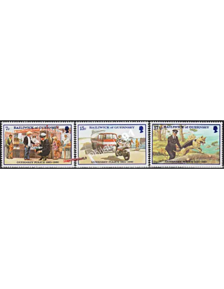 timbres de GUERNESEY n° 201-203, police de guernesey, timbres d'Europe