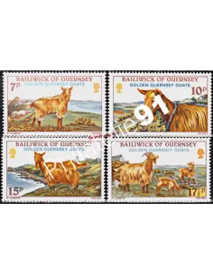 Timbres des GUERNESEY n°204 à 207, chèvres, timbres d'Europe